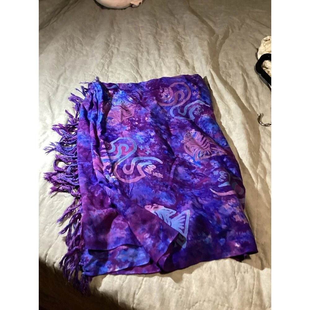 Flaming Pearl Inc. Indonesian Purple/Blue Tapestry, Mystical, Geometric Pattern